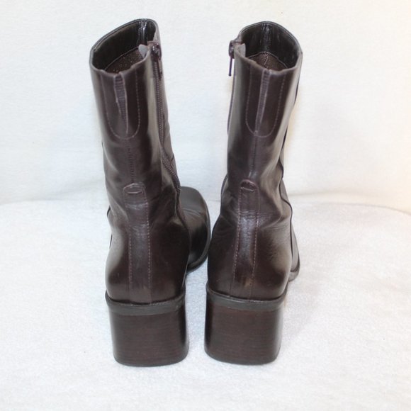 Vtg Enzo Angiolini womens boot size 8.5 brown leather chunky heel square toe 90s - Picture 6 of 12